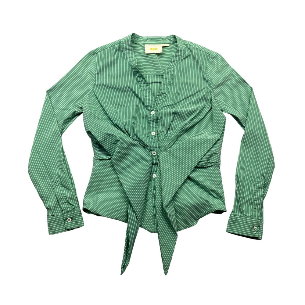 Maeve Anthropologie Katherine Striped Tie Front Button-Down‎ Shirt Blouse 00